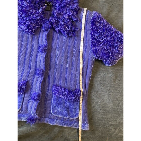 Berek Vintage Sweater Cardigan Purple Frill Y2K Clueless Preppy Unique Sz L - Picture 7 of 8